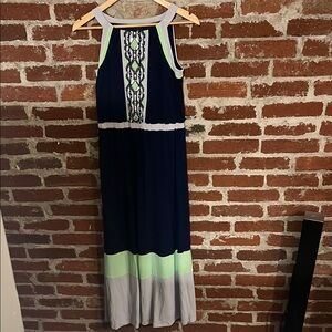 Elegant Navy and Mint Maxi Dress